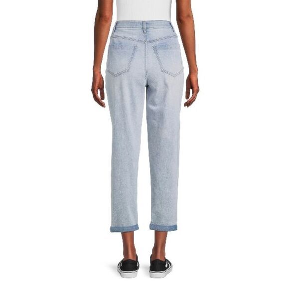 Womens Juniors High Rise Denim Destructed Mom Jeans Pants Size 9 - Picture 4 of 5